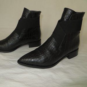 Napoleoni Black Croc Italian Ankle Boots Flat US 6, 36